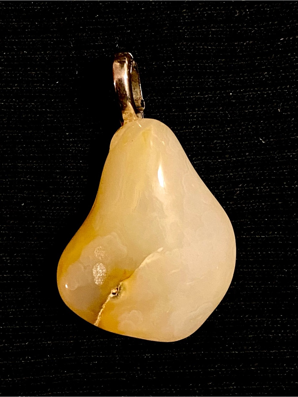 Natural Tumbled White / Cream Agate Stone Pendant